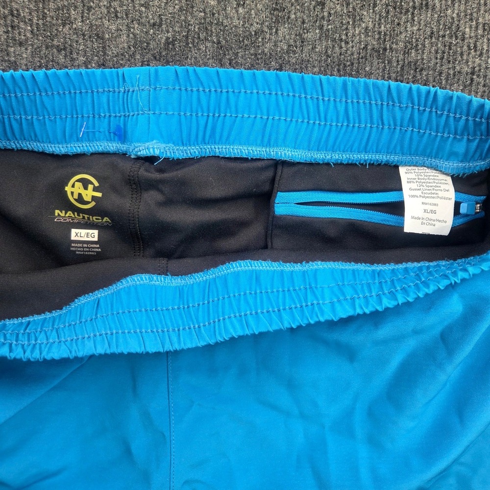 Nautica Competition Shorts Mens XL Blue Black 2-in-1 Athletic‎ Running Workout